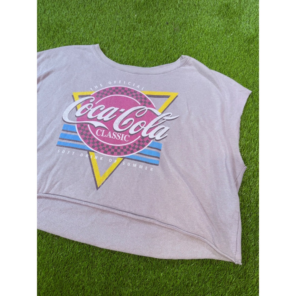 Coca-Cola Classic Retro Graphic Crop Top Mauve Purple XXL Sleeveless Sweatshirt